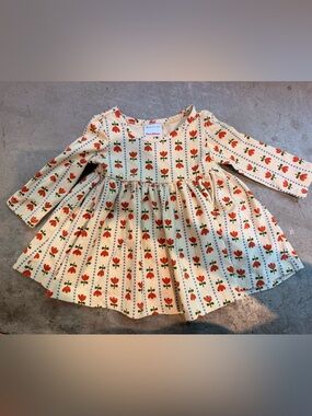 Hanna Andersson Cream Floral Long-Sleeve Twirl Dress - Red Tulip Print